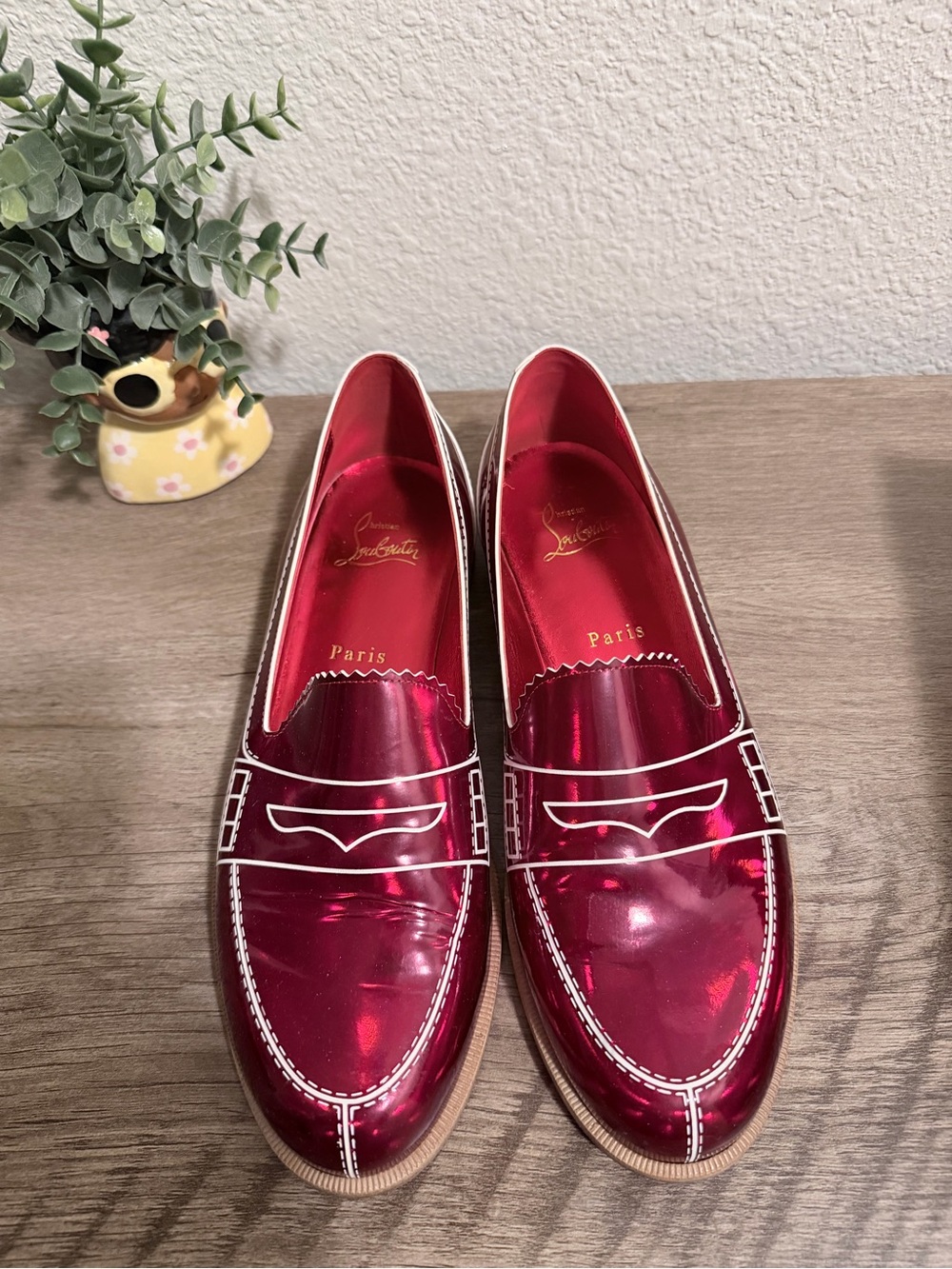 Christian Louboutin Metallic Red Women’s Penny Loafers